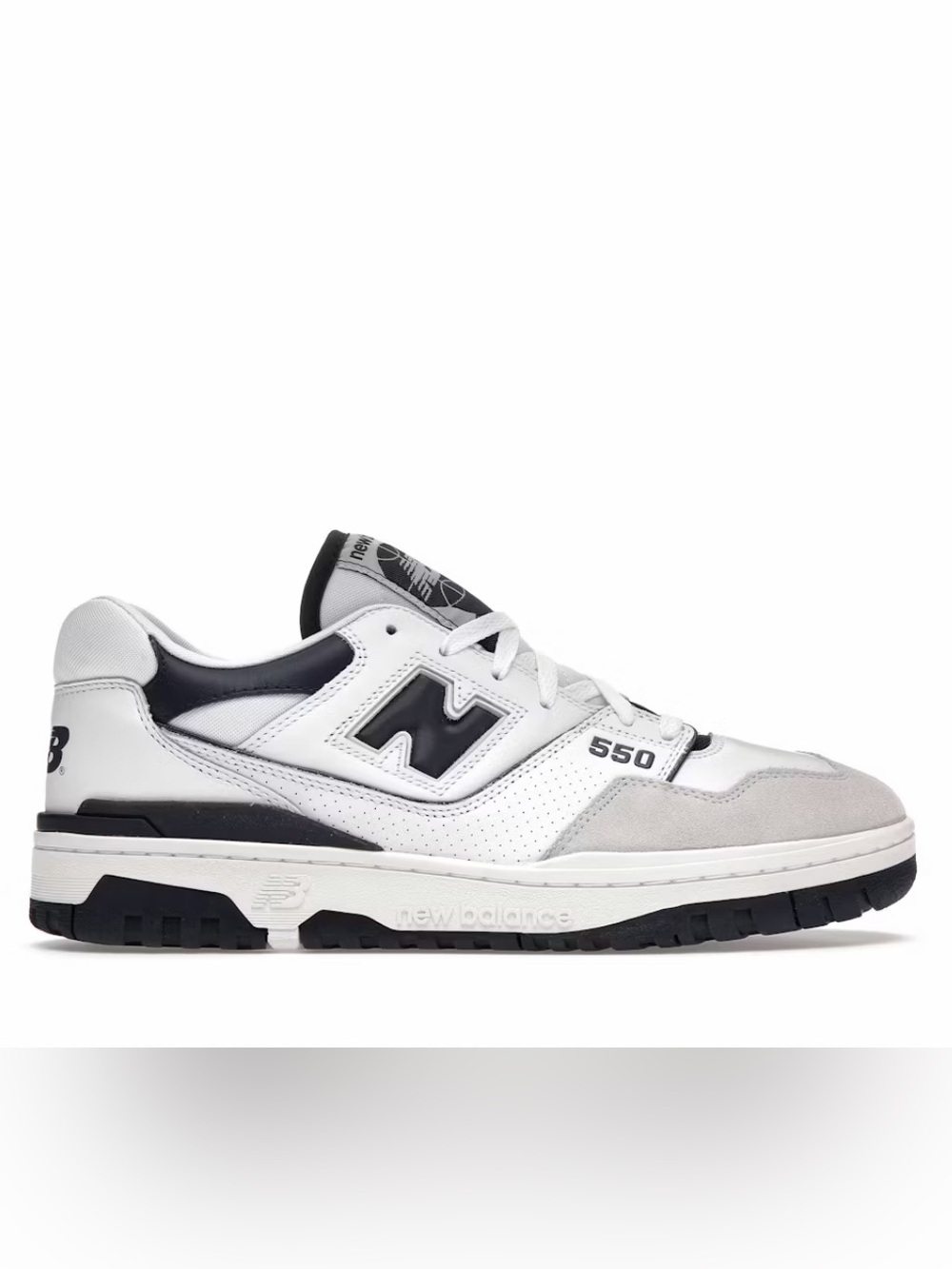 New Balance 550 White/Navy Suede Sneakers